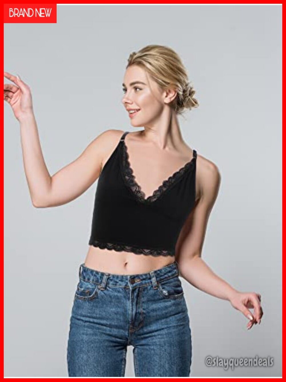 4 Pc Sleeveless Lace Trim V Neck Crop Tank Tops Spaghetti Strap Camisole - Picture 3 of 5